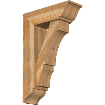 Ekena Millwork Balboa Traditional Rough Sawn Bracket w/ Offset Brace, Western Red Cedar, 8"W x 24"D x 36"H BKT0806X24X36BOA01RWR